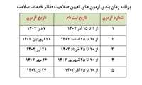 برنامه زمان بندی آزمون های تعیین صلاحیت دفاتر خدمات سلامت